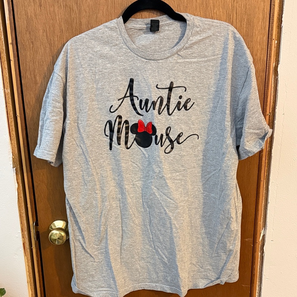 XL Gray Auntie Mouse T-Shirt Mickey Bow